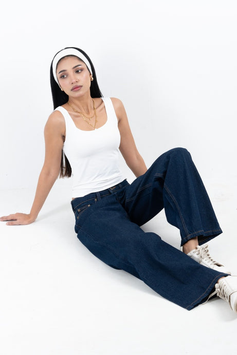 Classic Mid-Waist Denim - DARK BLUE ( 1033 )