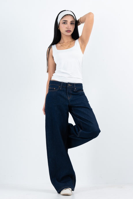 Classic Mid-Waist Denim - DARK BLUE ( 1033 )