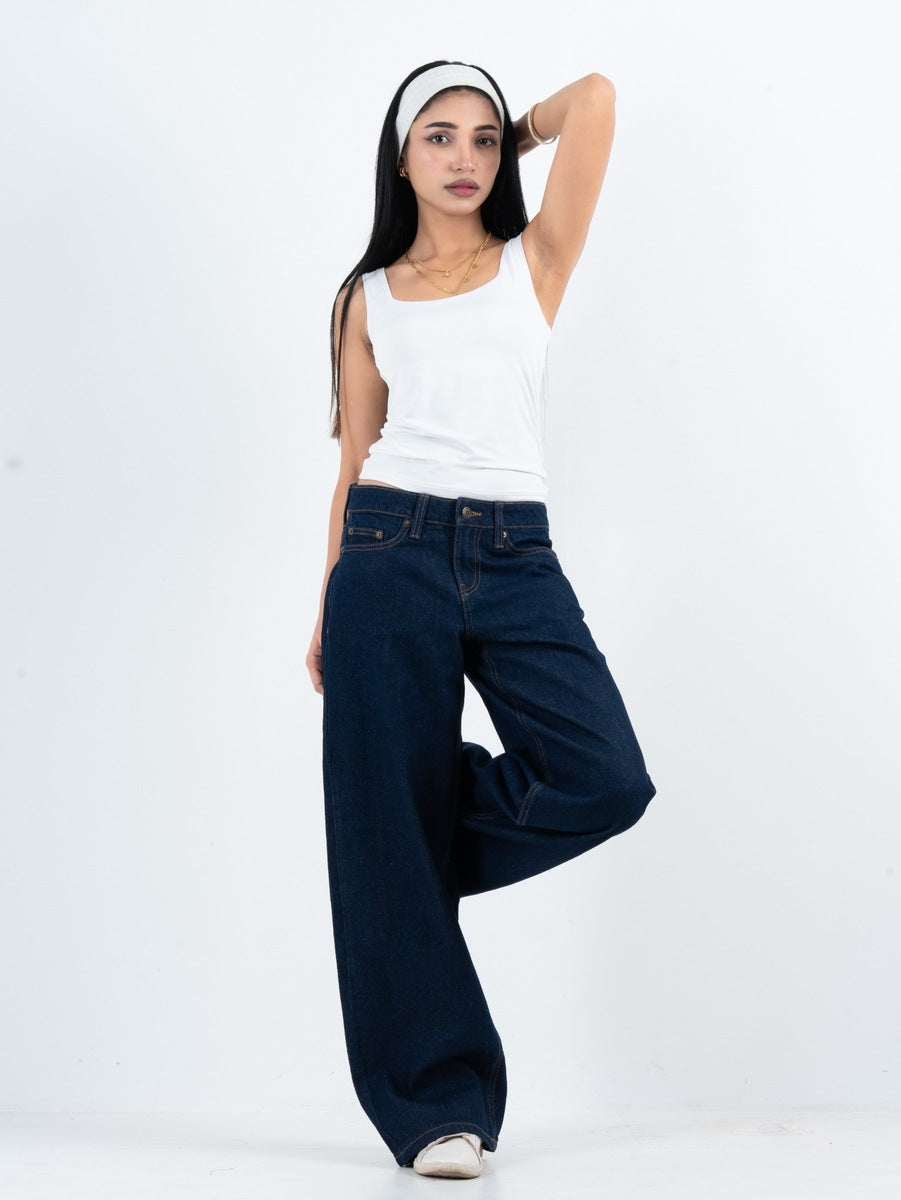 Classic Mid-Waist Denim - DARK BLUE ( 1033 )