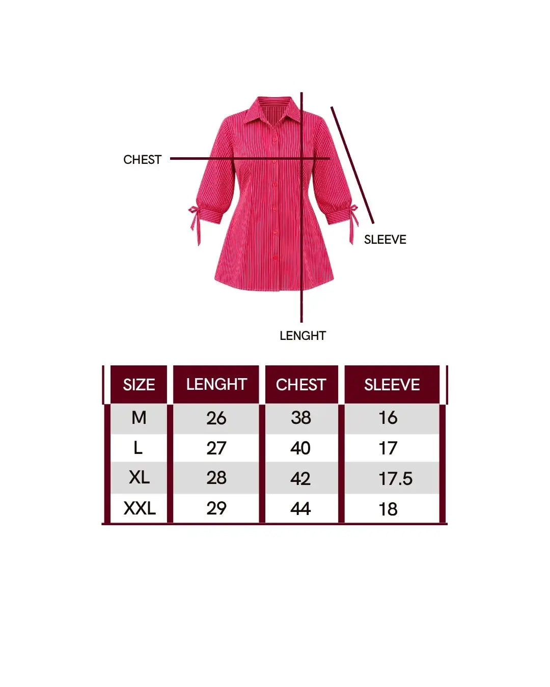 Fitted Waist Puff Sleeve – Marron White Stripe Shirt (201)