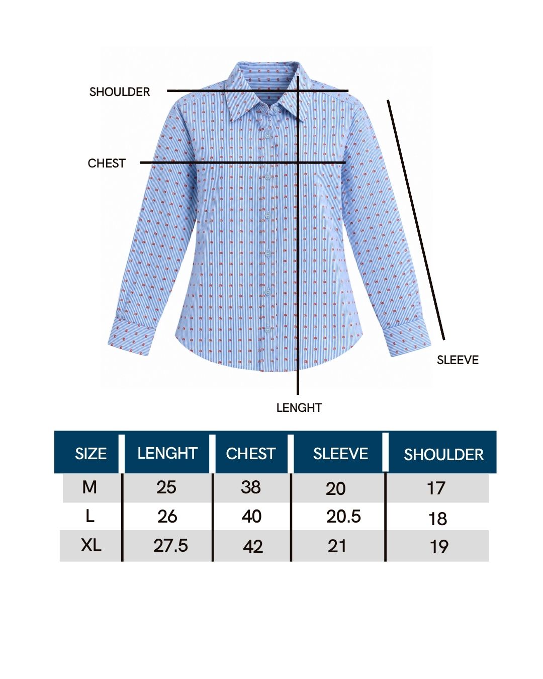 Orange Blue Two-Way Button Stripe Shirt (205)