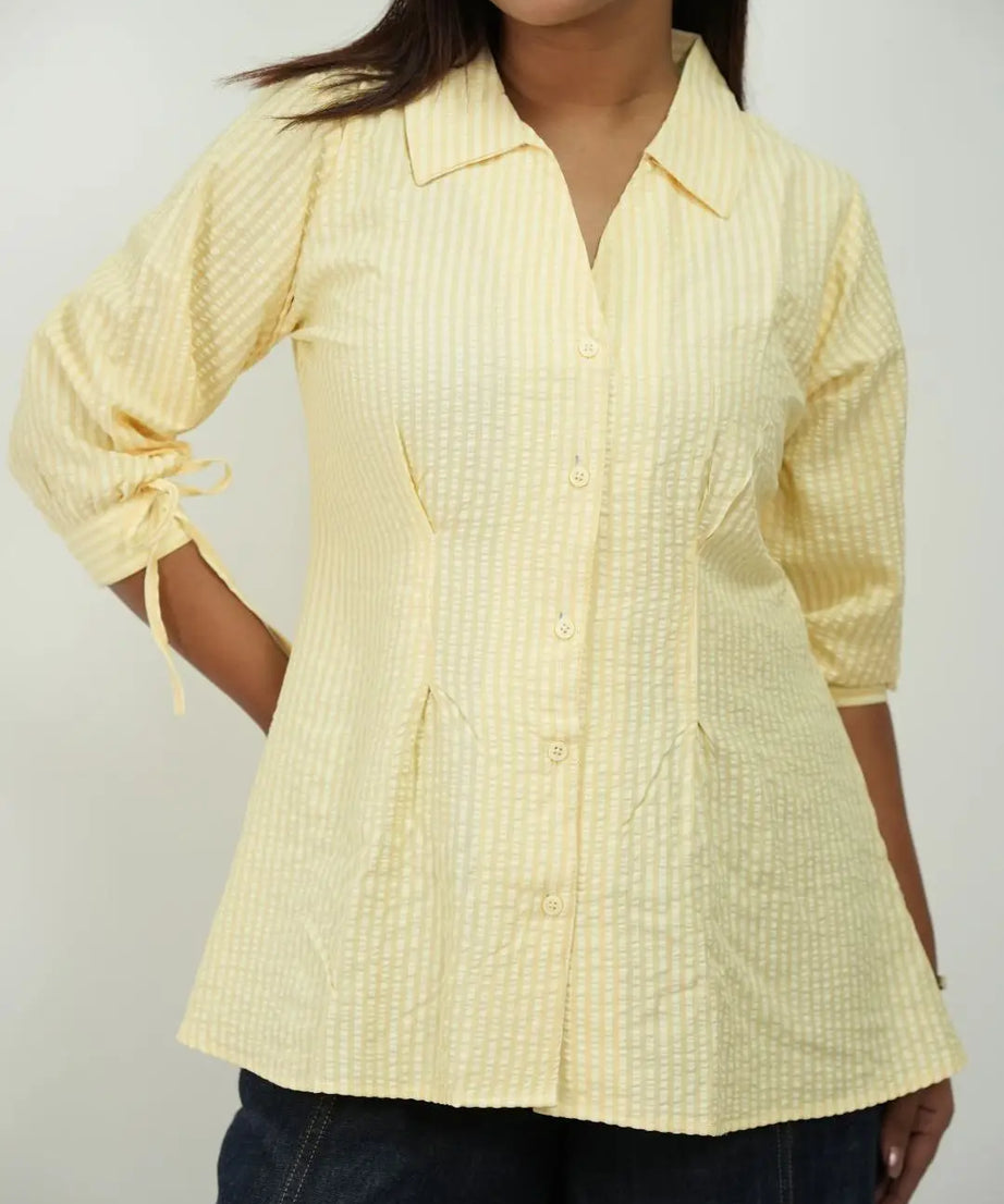 Fitted Waist Puff Sleeve - Buttercream Yellow (201)