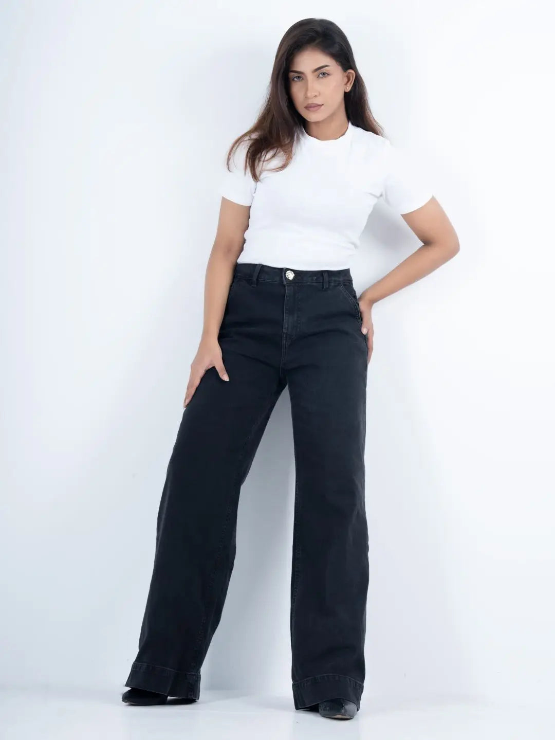 Big Hem Stretch Wide-Leg Pant Black (1024)