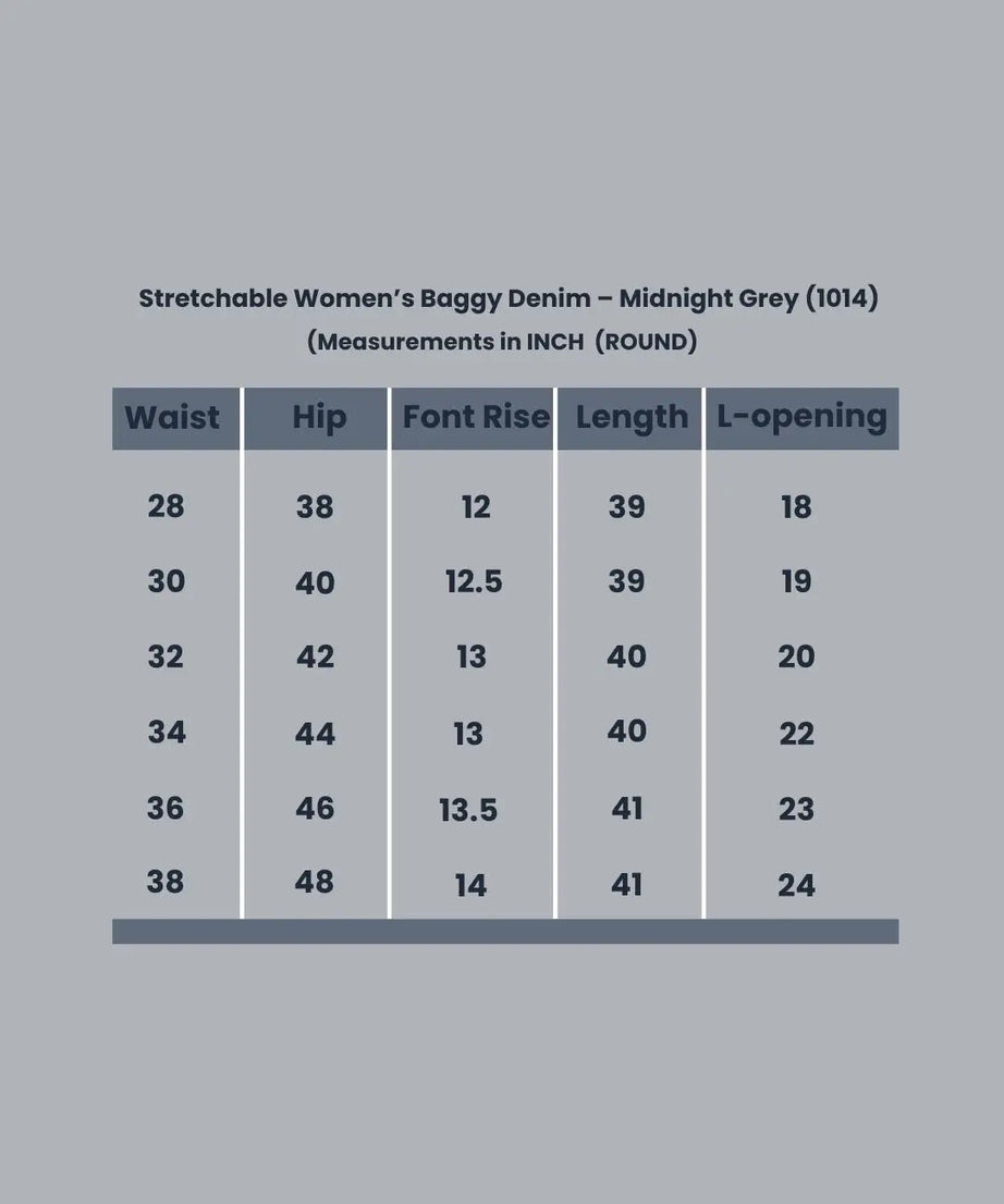 Midnight Stretchable Baggy Denim - Grey (1014)