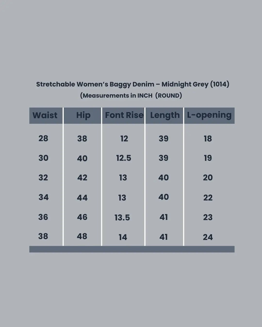 Midnight Stretchable Baggy Denim - Grey (1014)