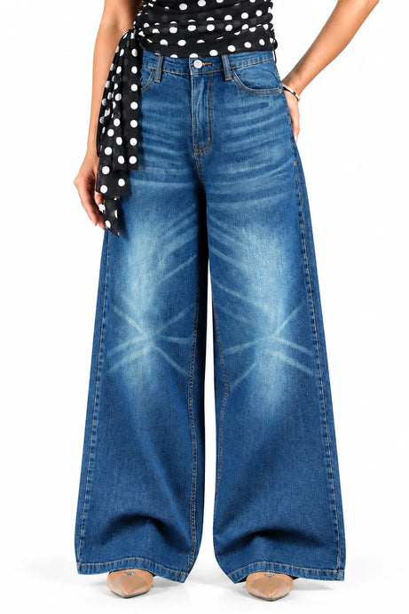 Classic Mid Tint Blue Wide Leg Soft Denim (1004)