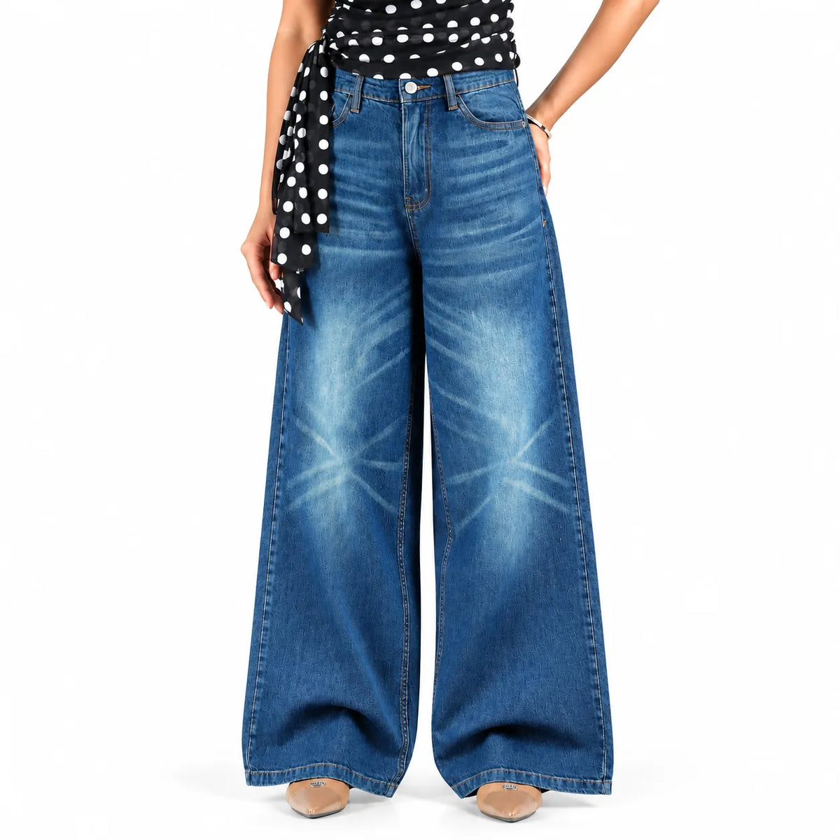 Classic Mid Tint Blue Wide Leg Soft Denim (1004)