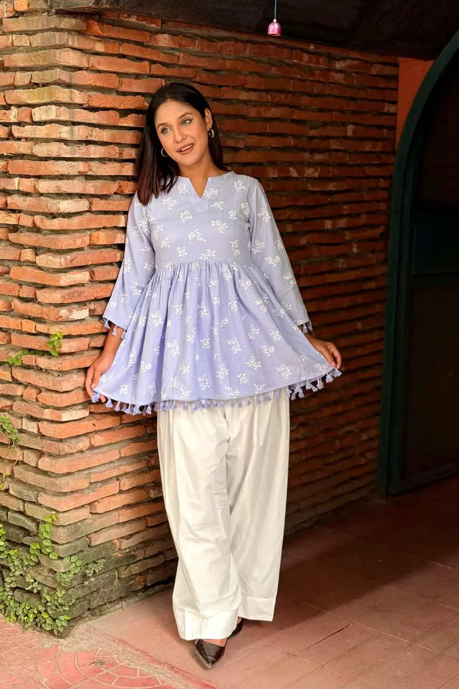 Floral Tassel Tunic – Sky Blue (109)