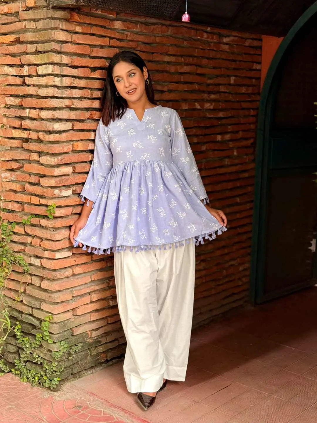 Floral Tassel Tunic – Sky Blue (109)