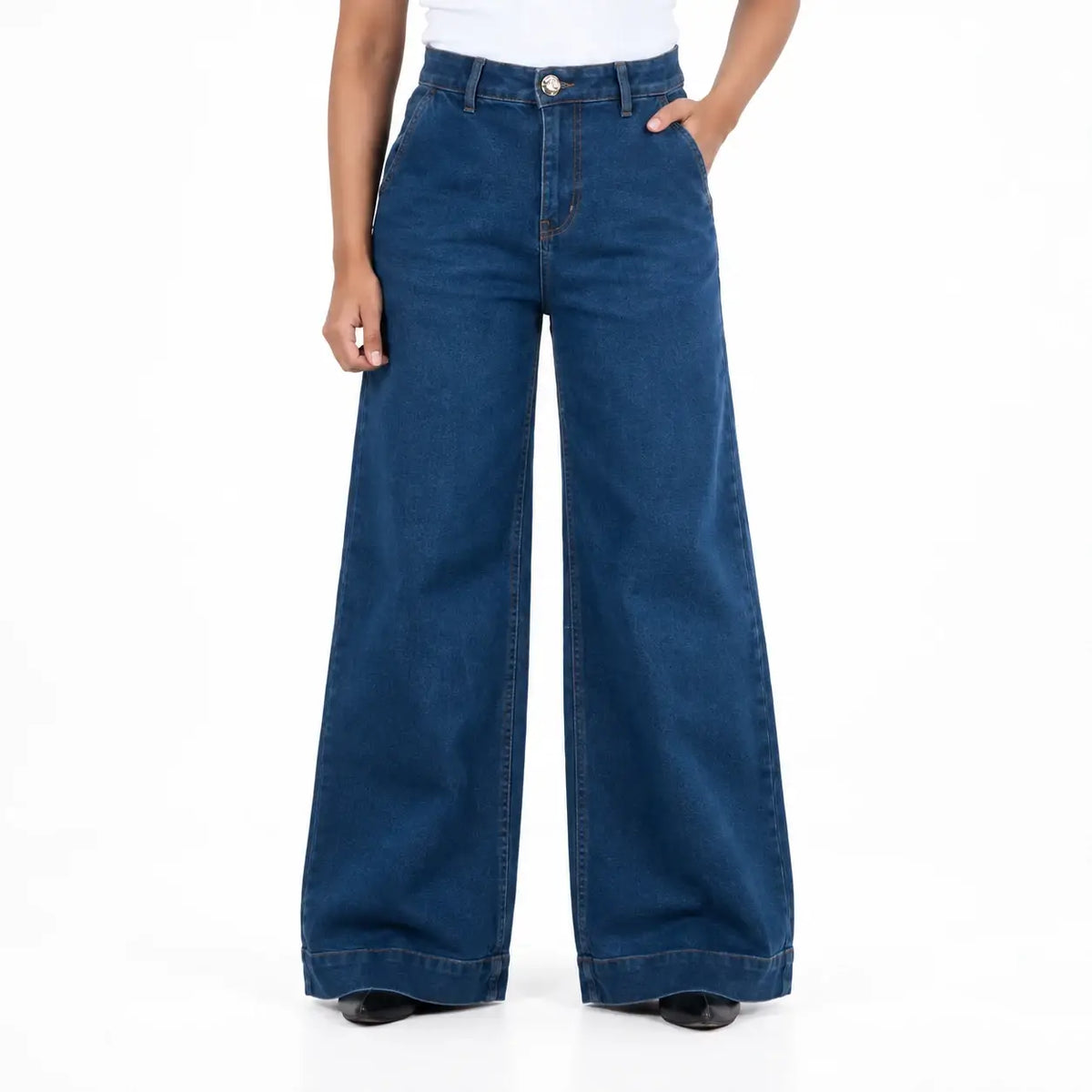 Big Hem Denim Blue Wide-Leg Denim for Women(1024)