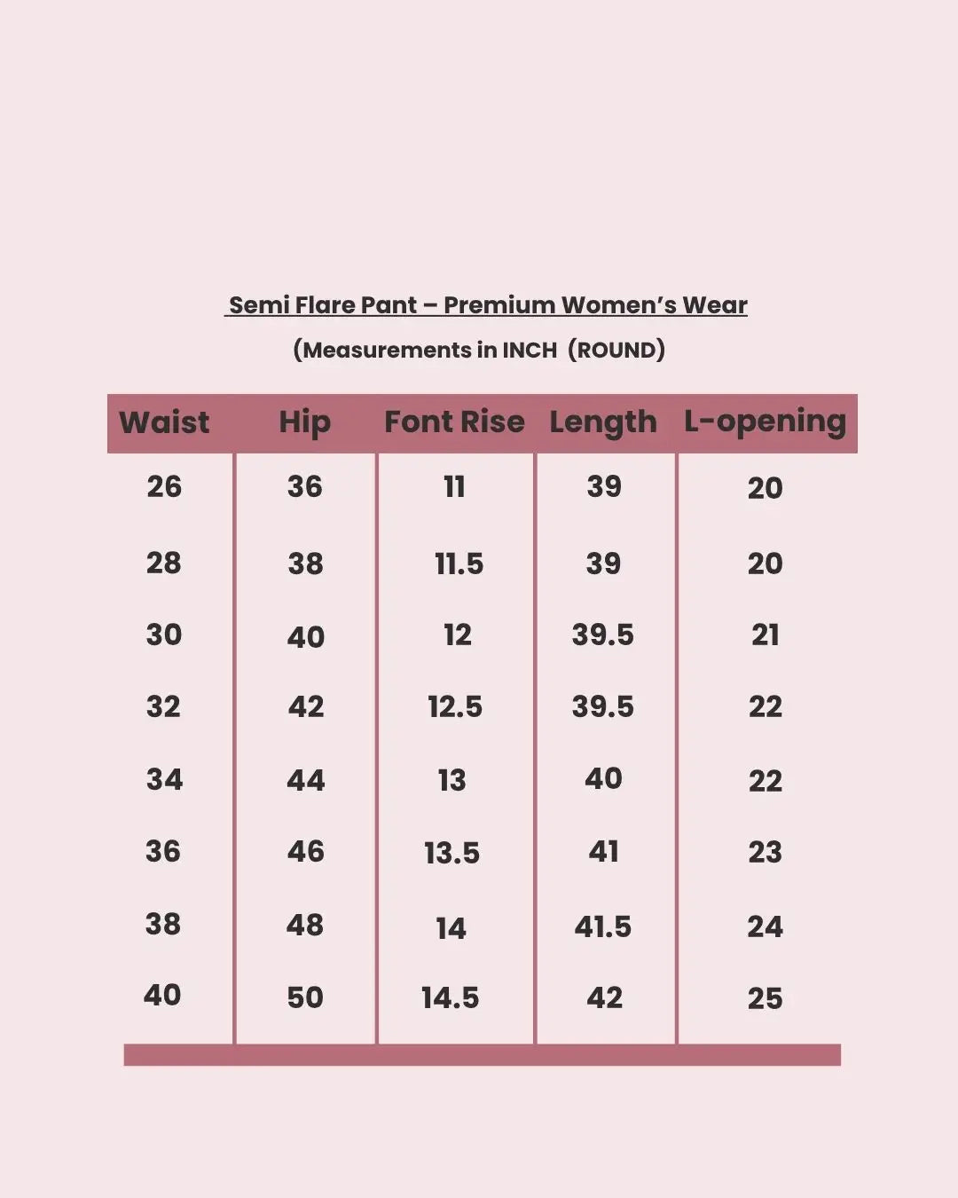 Semi Flare Stretch Baby Pink - (1018)