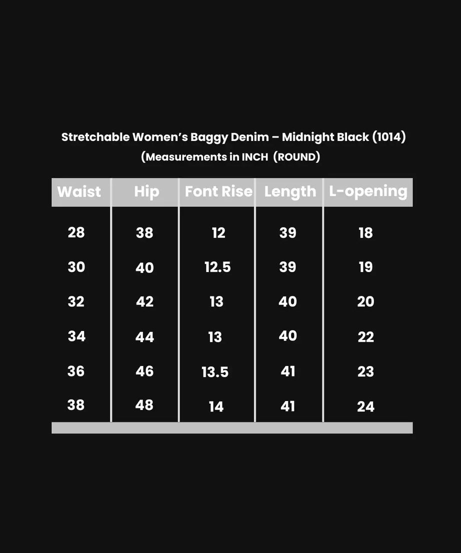 Midnight Stretchable Baggy Denim - Black (1014)
