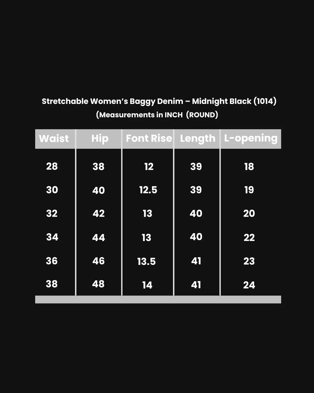 Midnight Stretchable Baggy Denim - Black (1014)