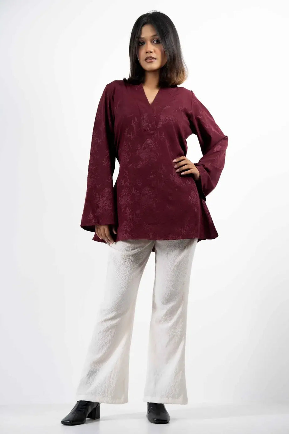 VELORA Maroon Top (106)