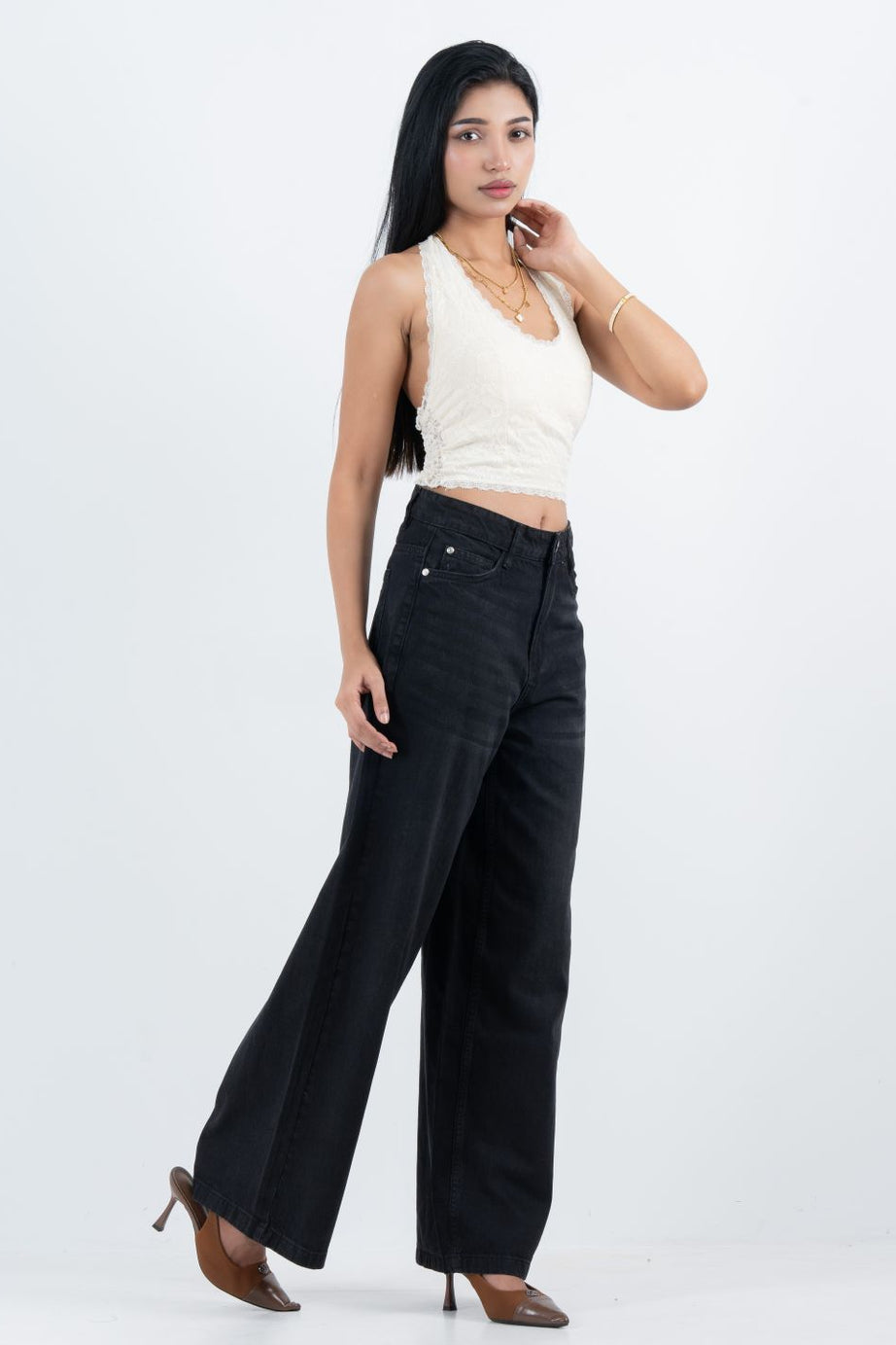 Classic Z- Black High Waist Wide Leg Soft Denim (1021)