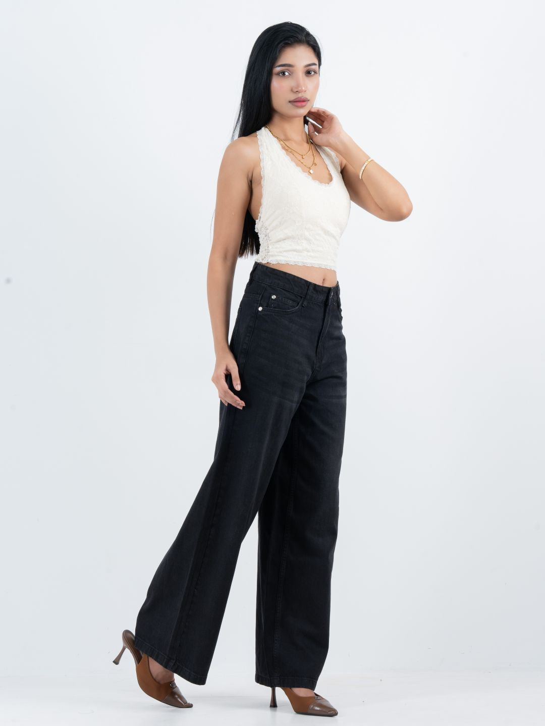 Classic Z- Black High Waist Wide Leg Soft Denim (1021)
