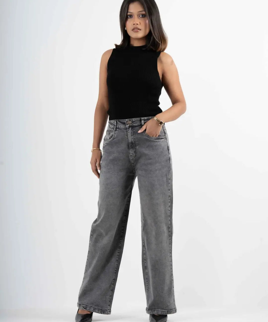 Midnight Stretchable Baggy Denim - Grey (1014)