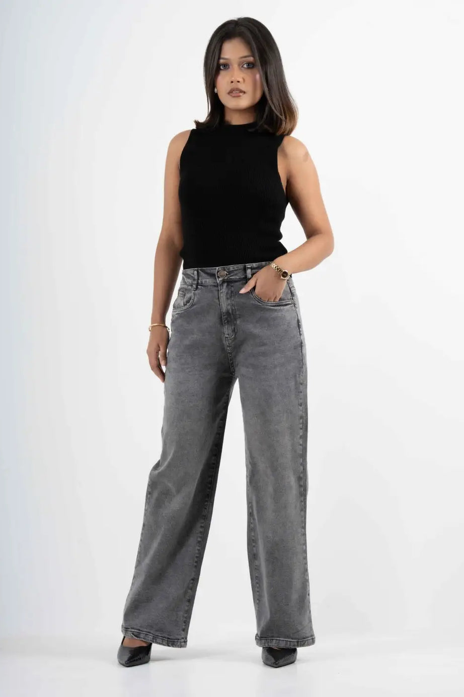 Midnight Stretchable Baggy Denim - Grey (1014)