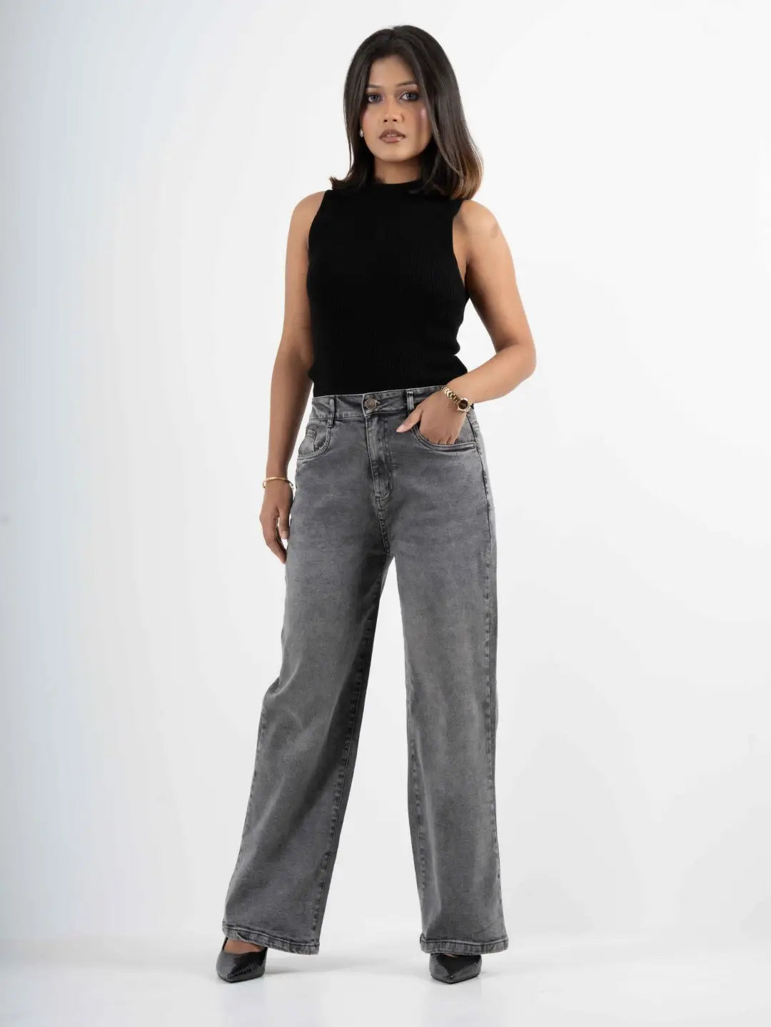 Midnight Stretchable Baggy Denim - Grey (1014)