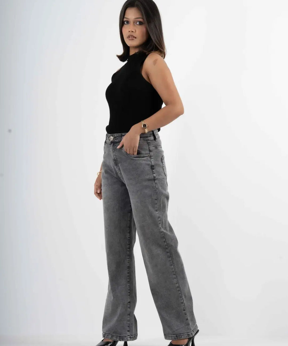 Midnight Stretchable Baggy Denim - Grey (1014)