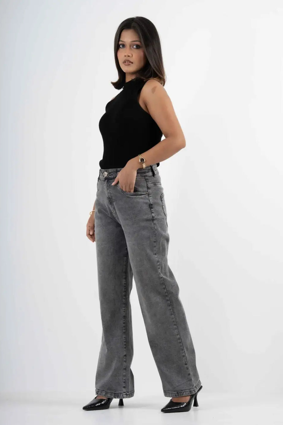 Midnight Stretchable Baggy Denim - Grey (1014)