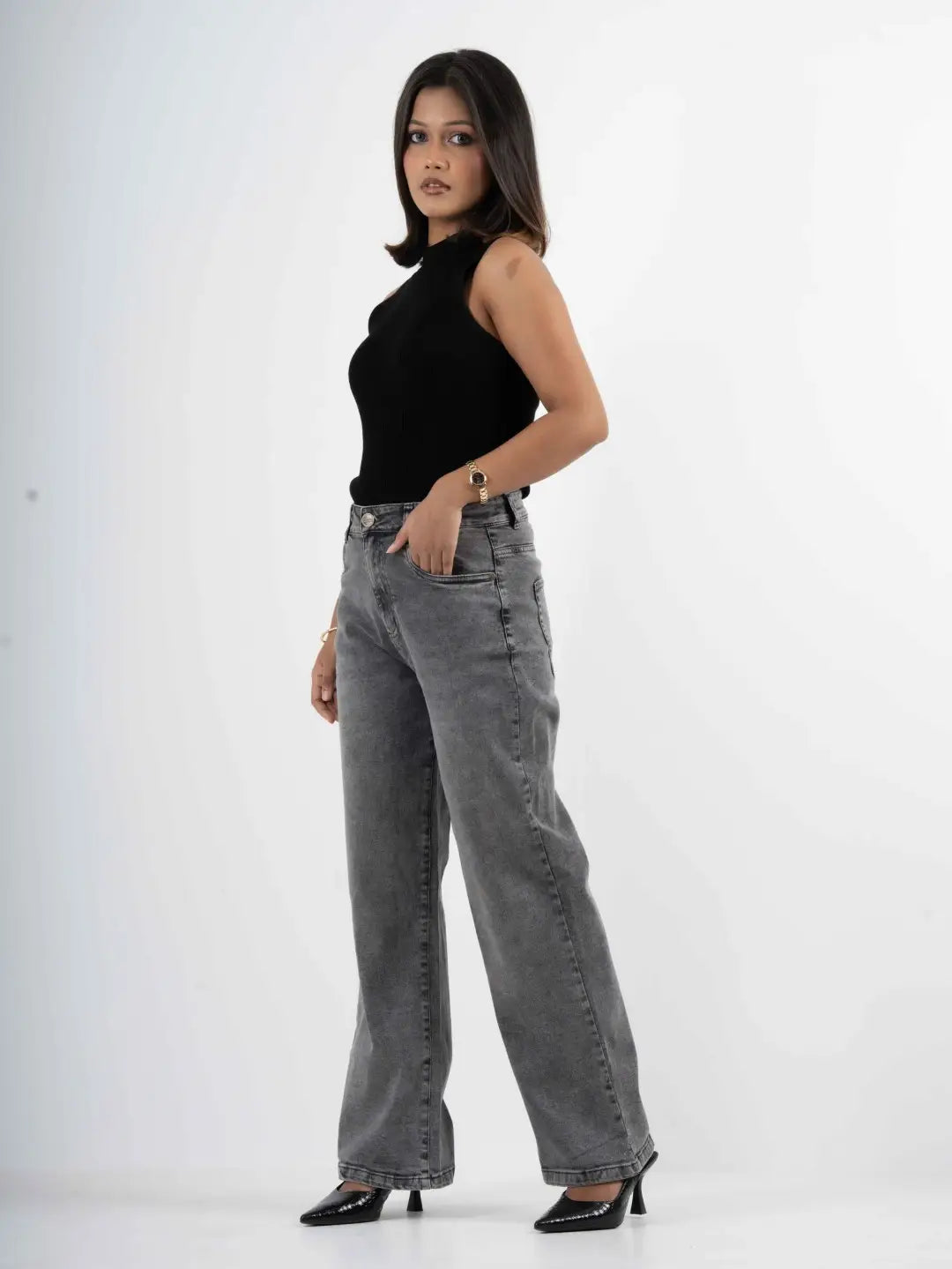 Midnight Stretchable Baggy Denim - Grey (1014)