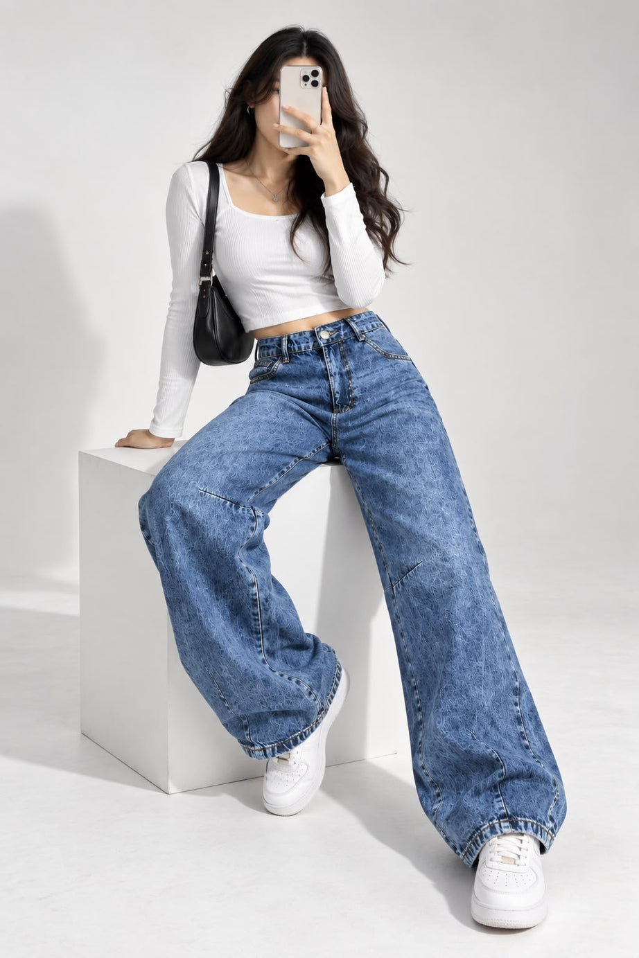 Signature Wide Leg Stone Wash Blue (1012)