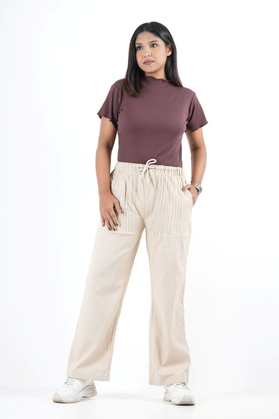 Remi Cotton Relaxed Pants – Beige (5003)