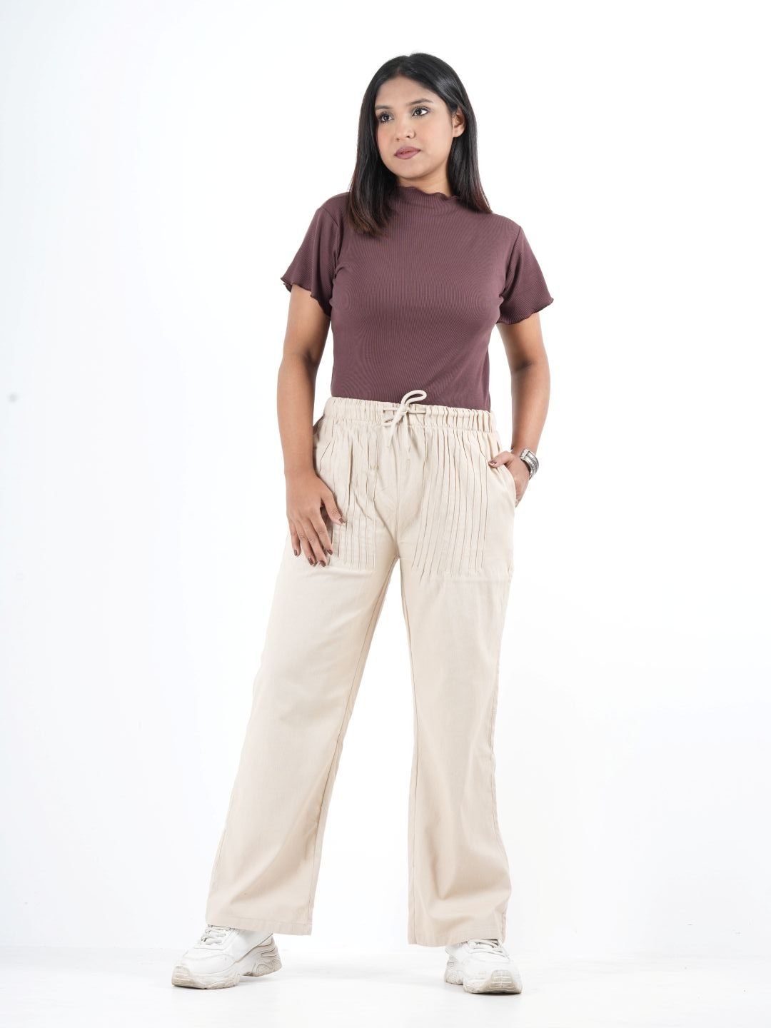 Remi Cotton Relaxed Pants – Beige (5003)