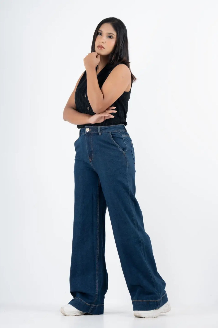 Big Hem Denim Blue Wide-Leg Denim for Women(1024)