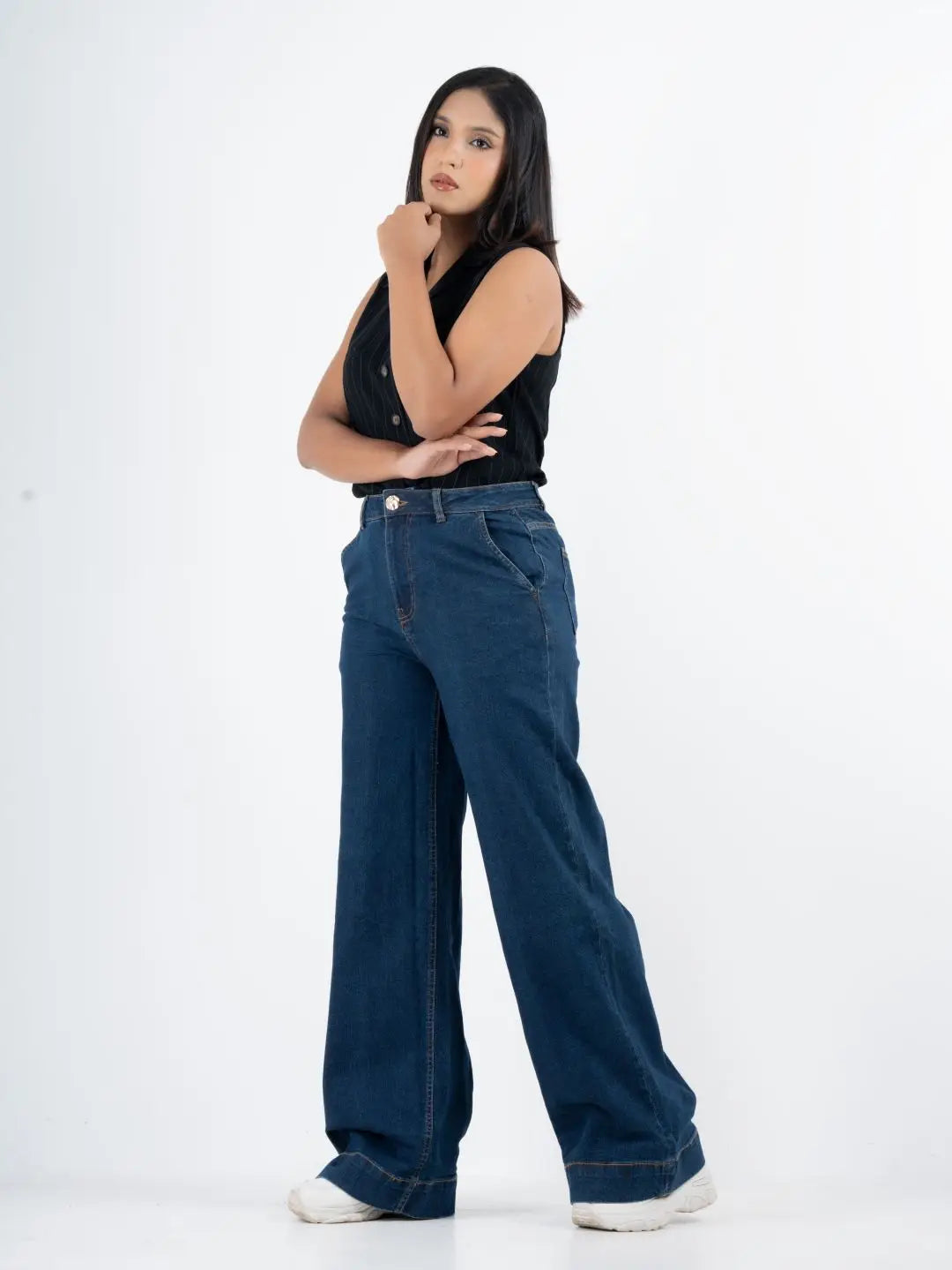 Big Hem Denim Blue Wide-Leg Denim for Women(1024)
