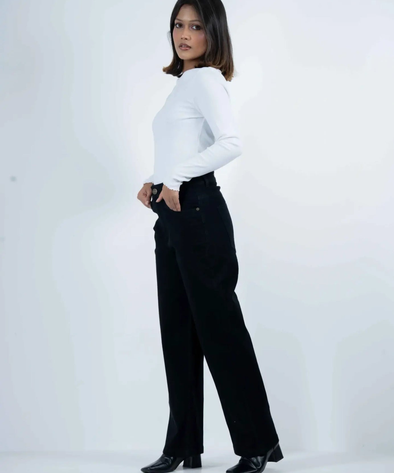 Midnight Stretchable Baggy Denim - Black (1014)