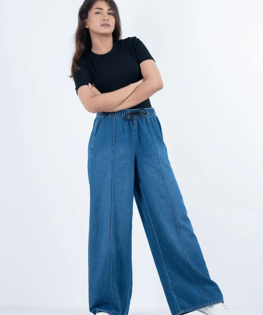Comfy Dark Blue Wide Leg Pant (1020)