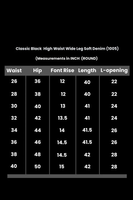 Classic Z- Black High Waist Wide Leg Soft Denim (1021)