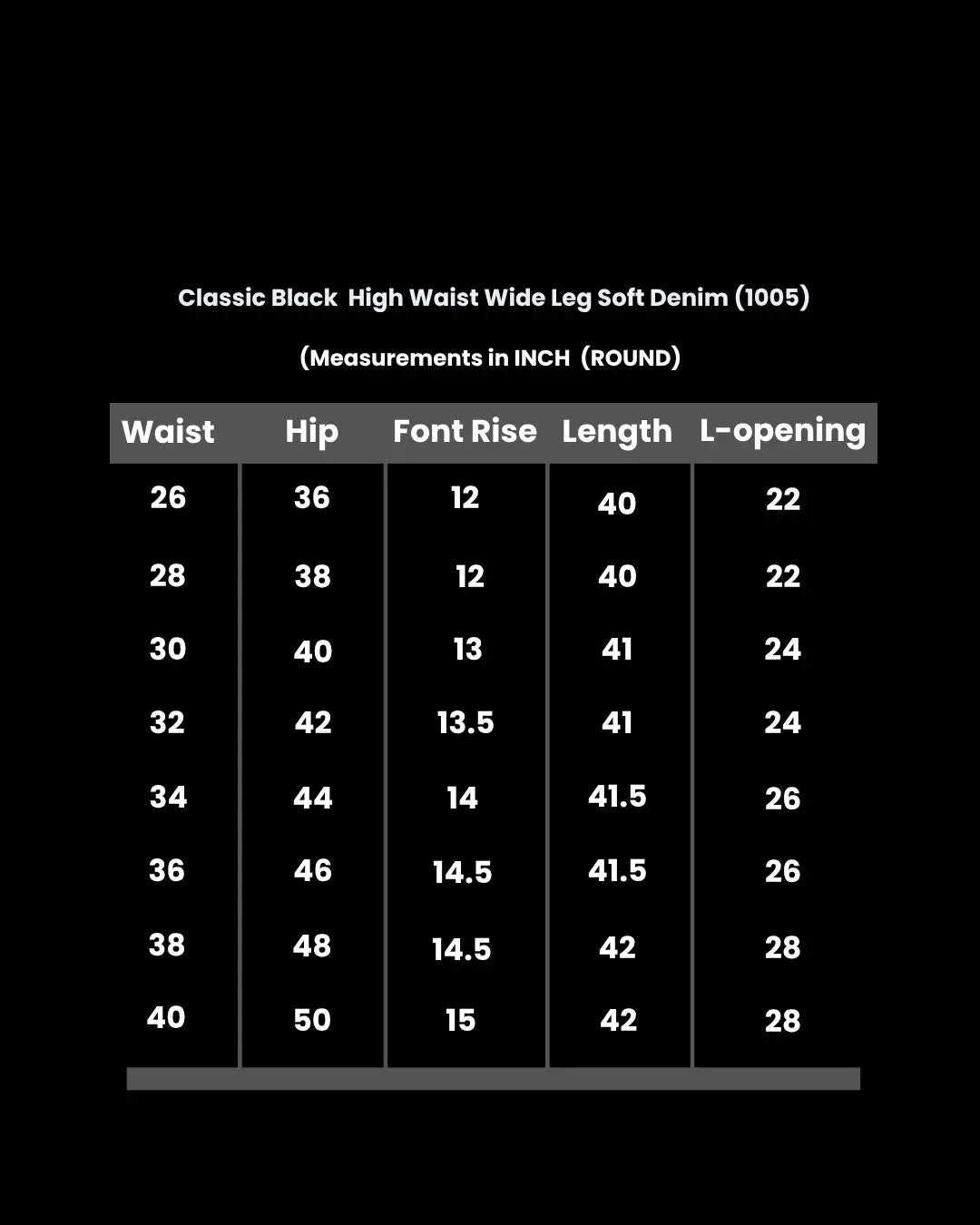 Classic Z- Black High Waist Wide Leg Soft Denim (1021)