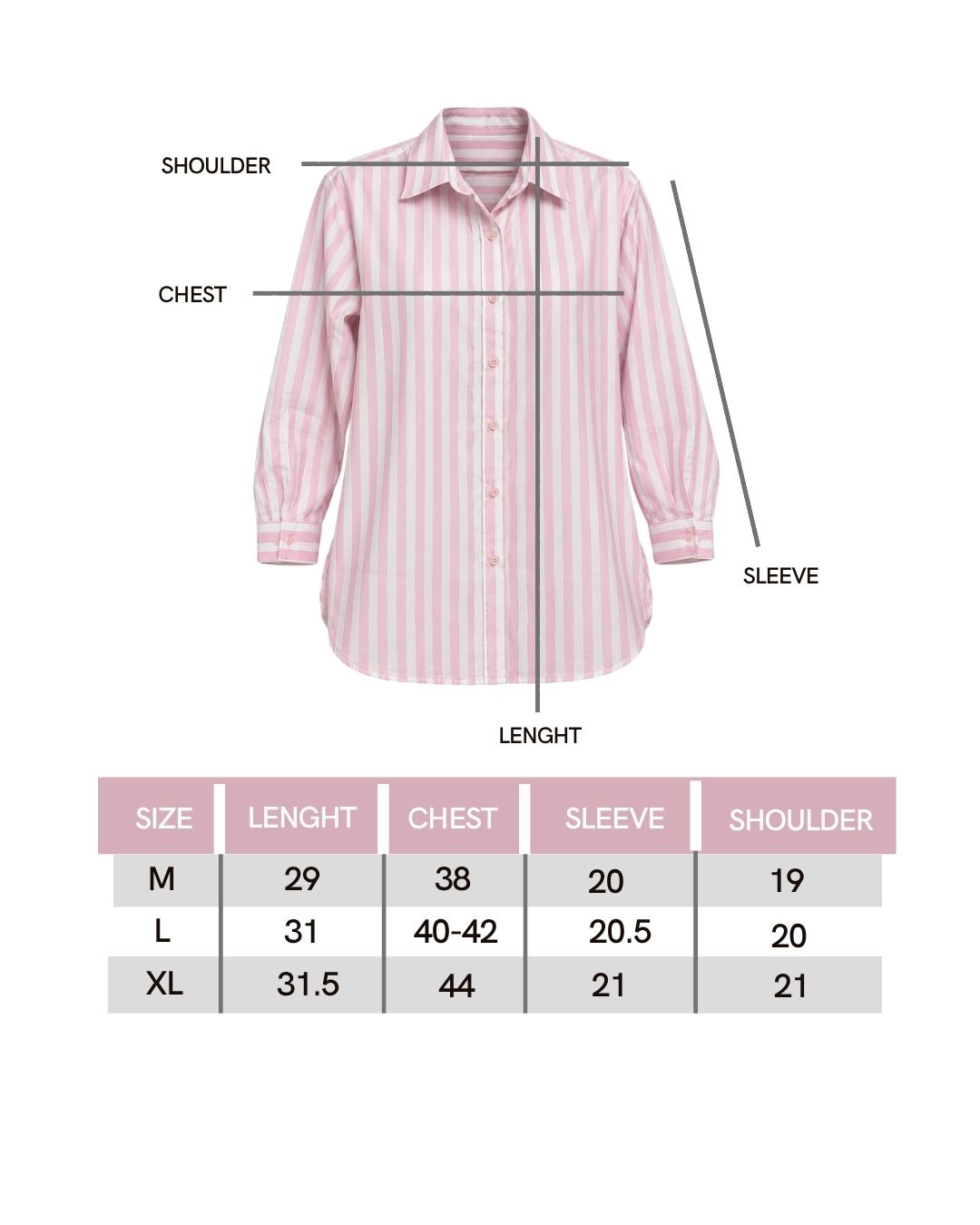 Pink & White Classic Longline Shirt(206)