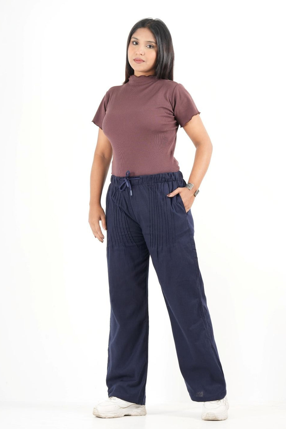 Remi Cotton Relaxed Pants – Navy (5003)