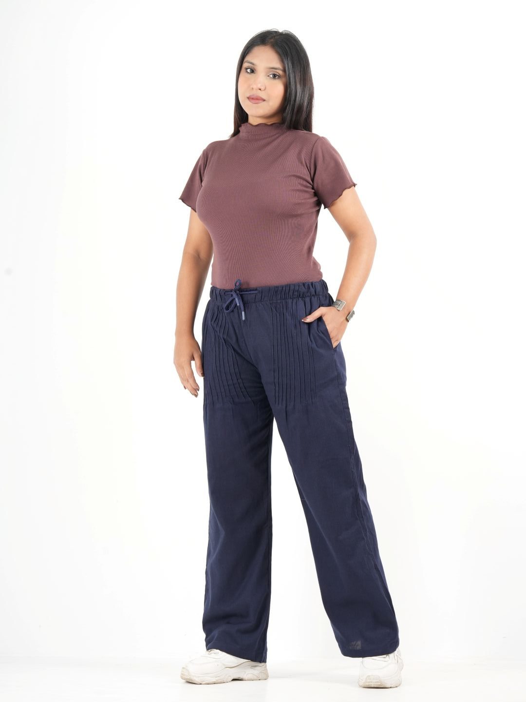 Remi Cotton Relaxed Pants – Navy (5003)