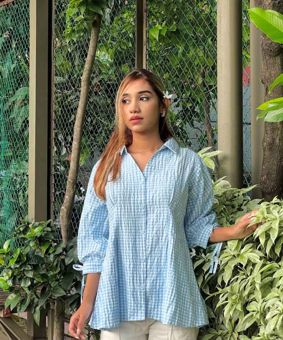 Fitted Waist Puff Sleeve - Sky Blue (201)