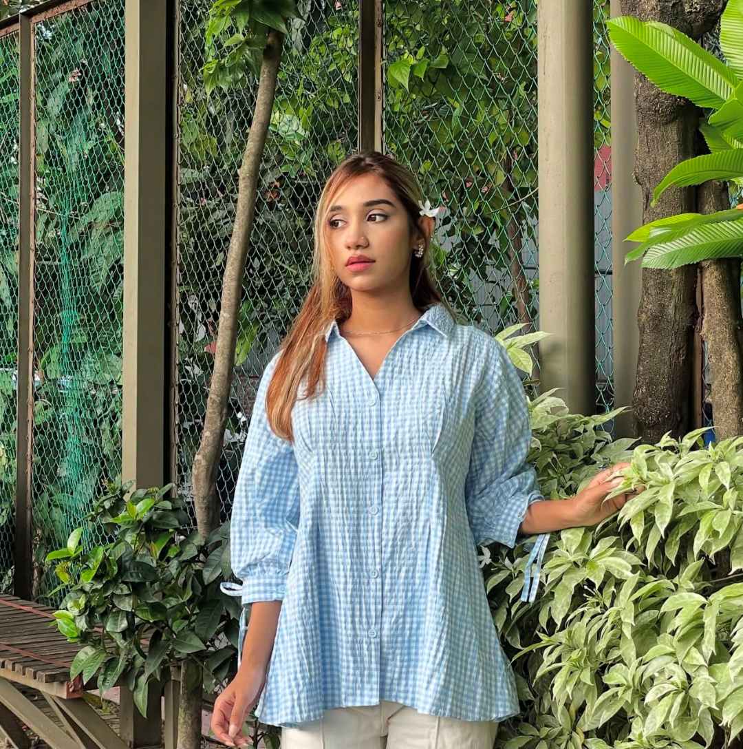 Fitted Waist Puff Sleeve - Sky Blue (201)