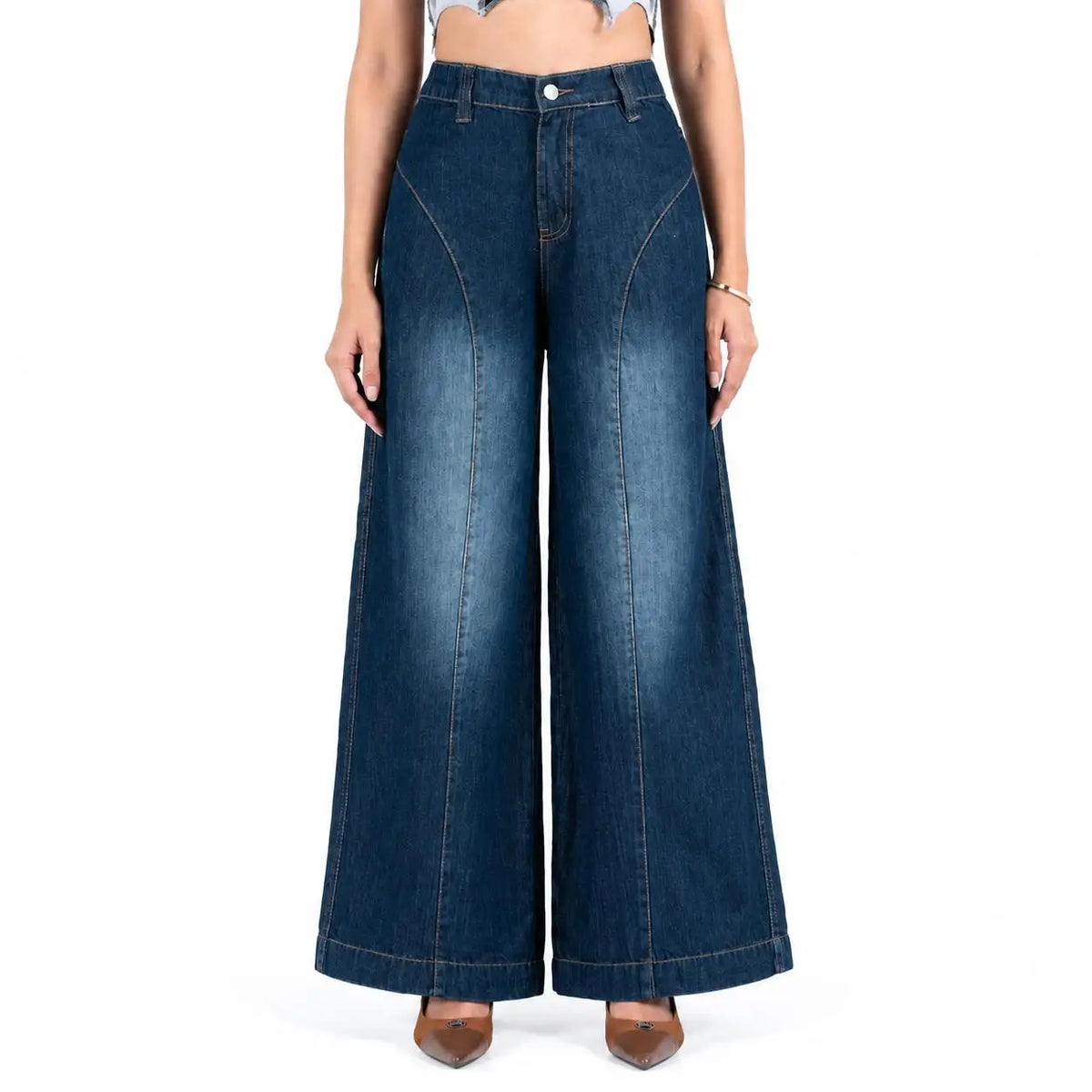 Super Baggy Waist Elastic Jeans – Dark Indigo(1038)