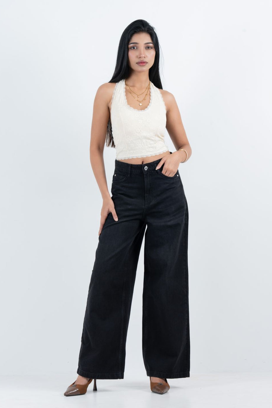 Classic Z- Black High Waist Wide Leg Soft Denim (1021)