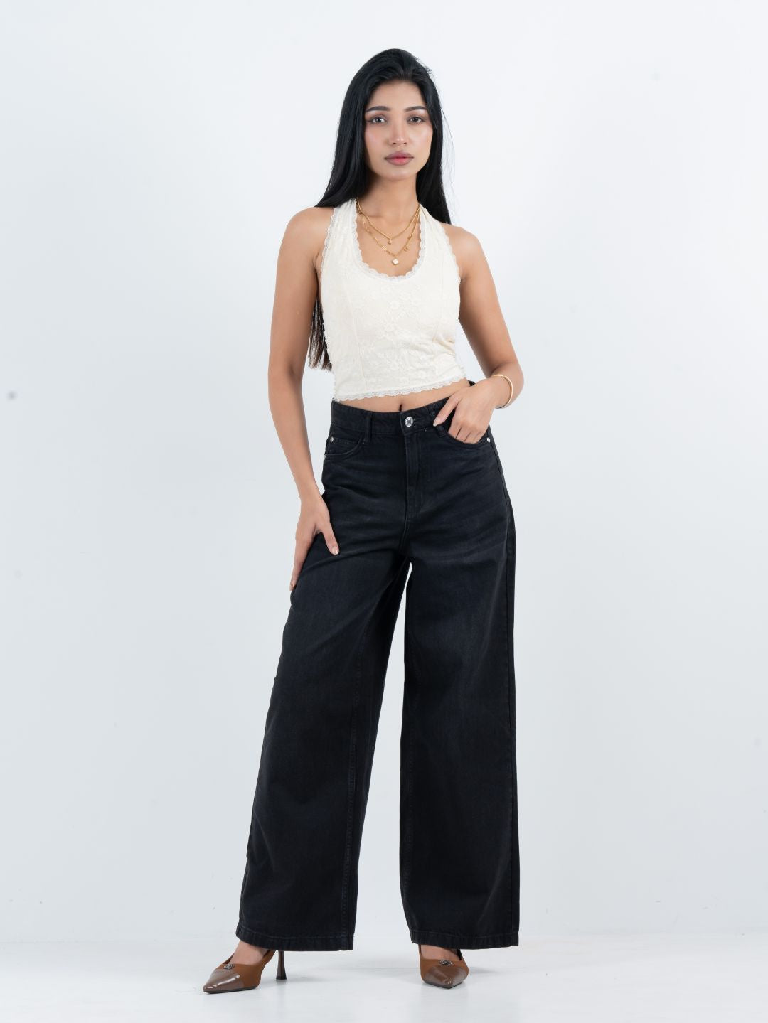 Classic Z- Black High Waist Wide Leg Soft Denim (1021)
