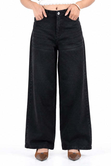 Classic Z- Black High Waist Wide Leg Soft Denim (1021)