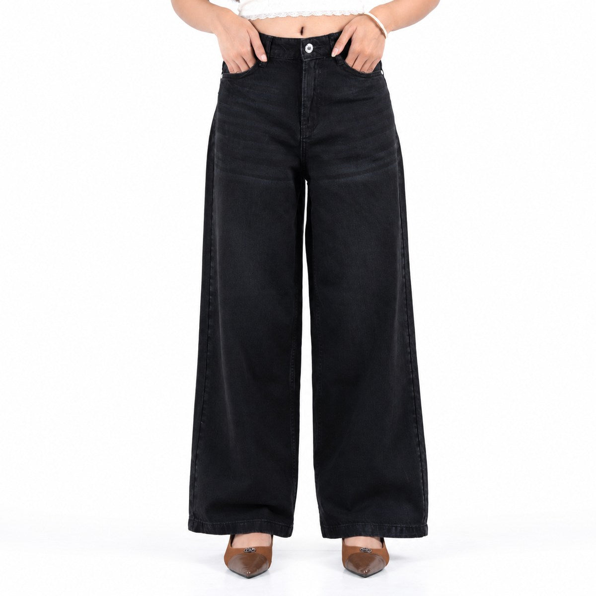 Classic Z- Black High Waist Wide Leg Soft Denim (1021)
